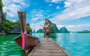 A woman in Phang Nga Bay near Phuket