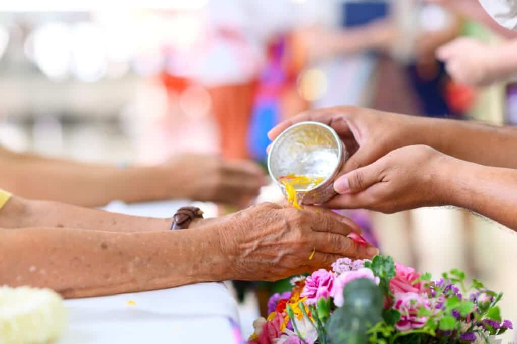 Merit making for Songkran festival in Phuket, Thailand