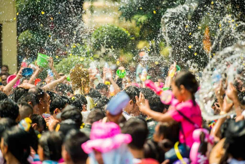 Water fights at Songkran Festival in Phuket