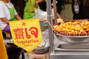 A stall selling vegetarian food at the Phuket Vegetarian Festival